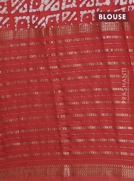 Rust Semi Chanderi Saree - Batik Prints