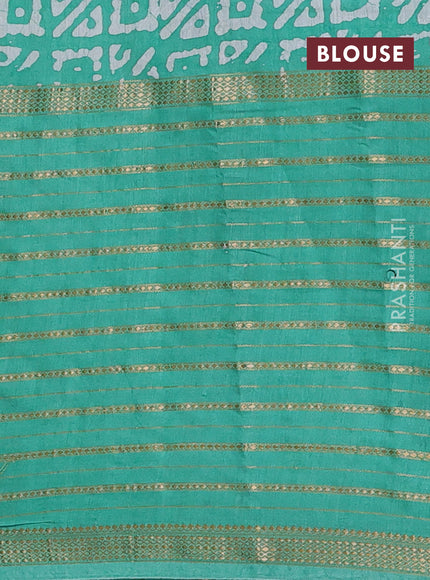 Teal Green Semi Chanderi Saree - Batik Prints