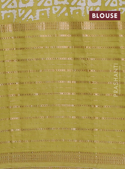 Pista Green Semi Chanderi Saree - Batik Prints