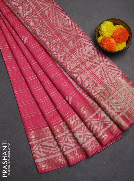 Pink Semi Chanderi Saree - Batik Prints