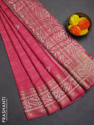 Pink Semi Chanderi Saree - Batik Prints