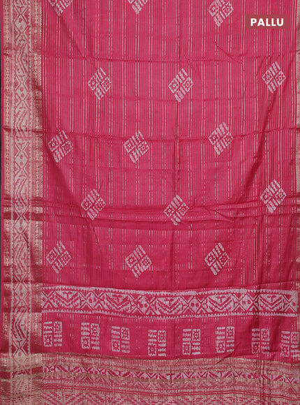 Pink Semi Chanderi Saree - Batik Prints