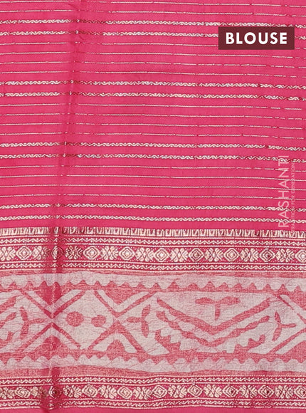 Pink Semi Chanderi Saree - Batik Prints