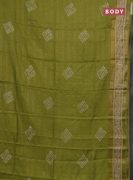 Light Green Semi Chanderi Saree - Batik Prints