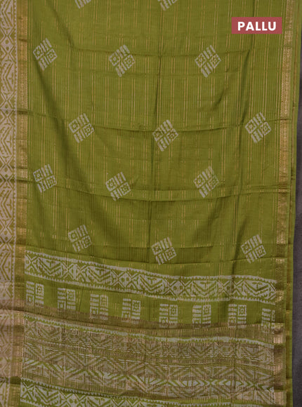 Light Green Semi Chanderi Saree - Batik Prints