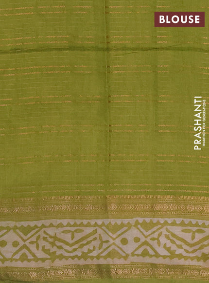 Light Green Semi Chanderi Saree - Batik Prints