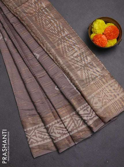 Beige Semi Chanderi Saree - Batik Prints