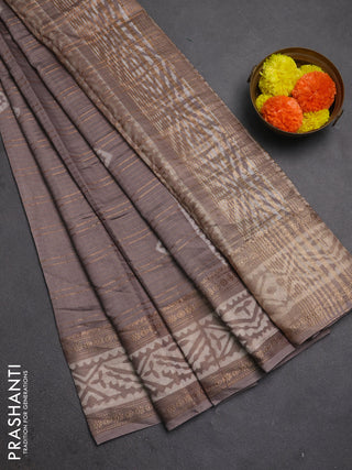 Beige Semi Chanderi Saree - Batik Prints