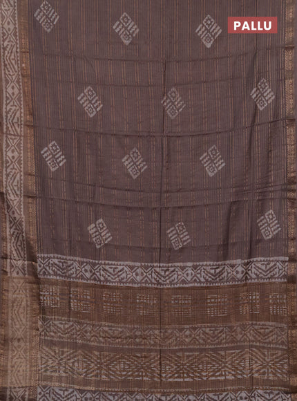 Beige Semi Chanderi Saree - Batik Prints