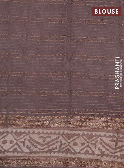 Beige Semi Chanderi Saree - Batik Prints