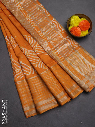 Mustard  Semi Chanderi Saree - Batik Prints