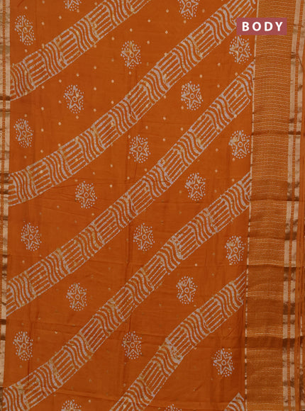 Mustard  Semi Chanderi Saree - Batik Prints