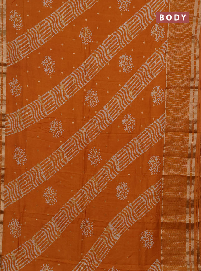 Mustard  Semi Chanderi Saree - Batik Prints