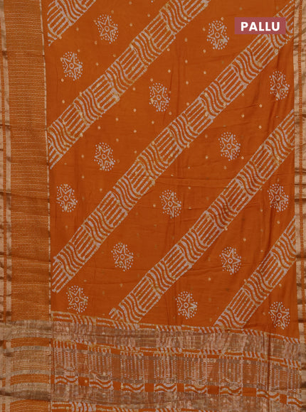 Mustard  Semi Chanderi Saree - Batik Prints