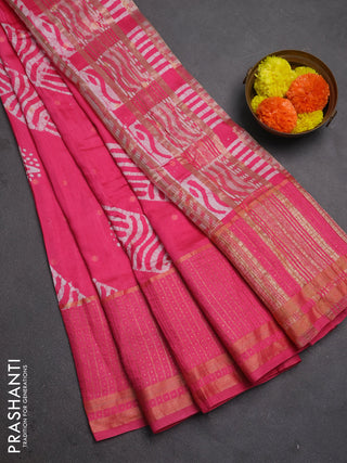 Pink Semi Chanderi Saree - Batik Prints
