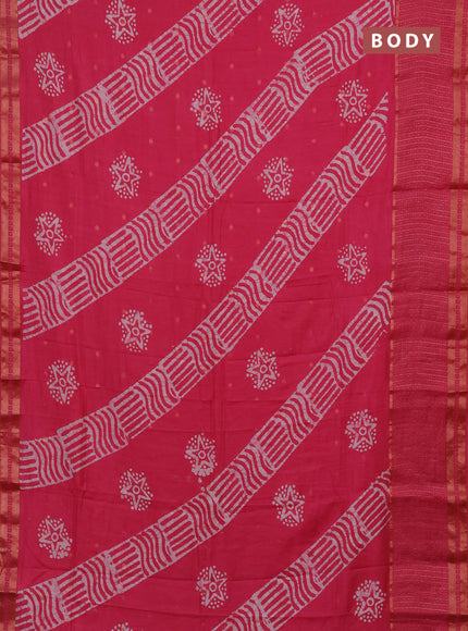 Pink Semi Chanderi Saree - Batik Prints