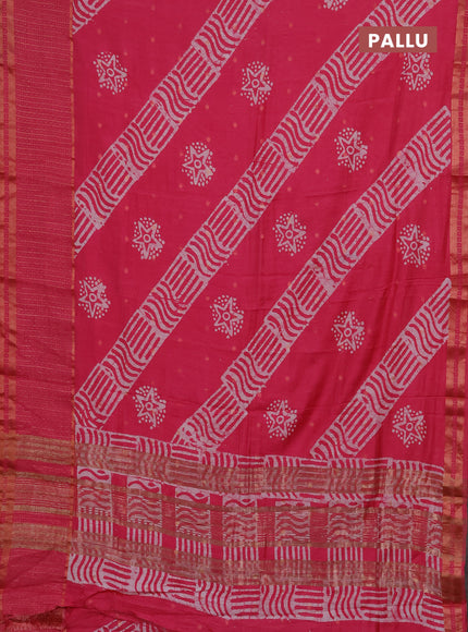 Pink Semi Chanderi Saree - Batik Prints