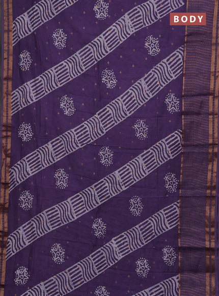 Violet Semi Chanderi Saree - Batik Prints