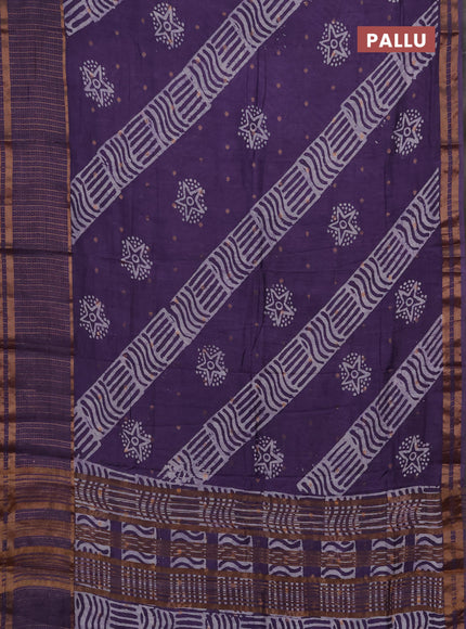 Violet Semi Chanderi Saree - Batik Prints