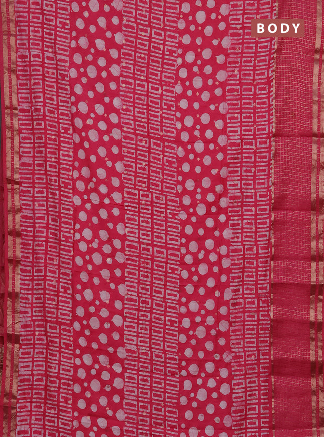 Pink Semi Chanderi Saree - Batik Prints