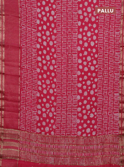 Pink Semi Chanderi Saree - Batik Prints