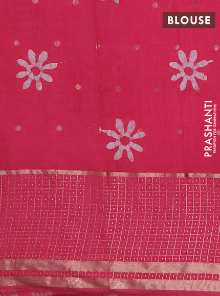 Pink Semi Chanderi Saree - Batik Prints