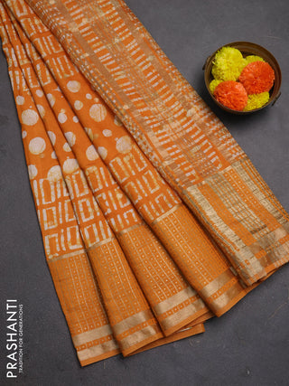Mango Yellow Semi Chanderi Saree - Batik Prints