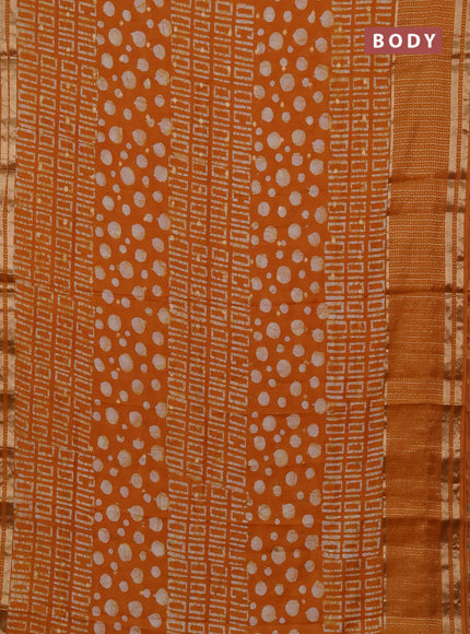 Mango Yellow Semi Chanderi Saree - Batik Prints