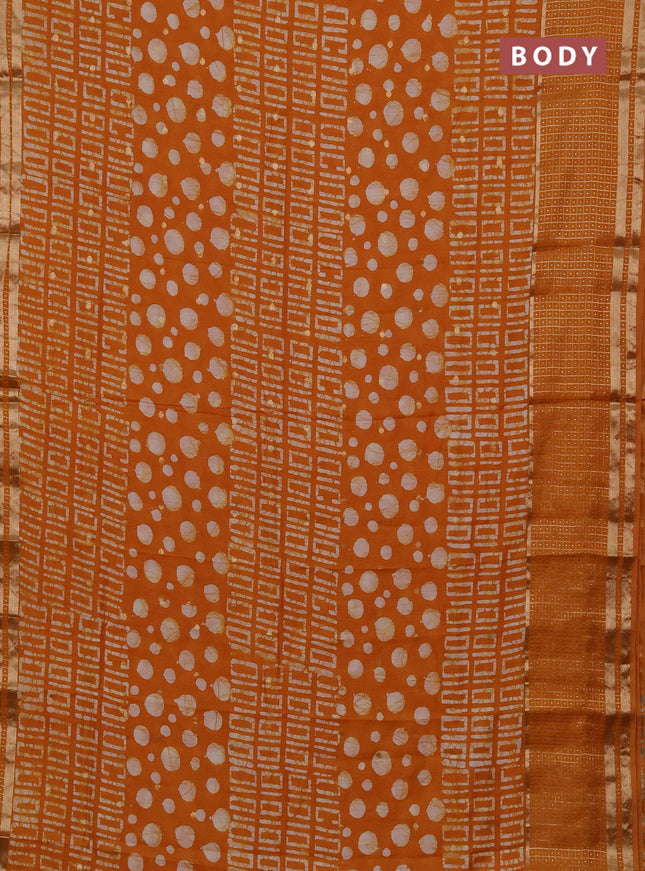 Mango Yellow Semi Chanderi Saree - Batik Prints