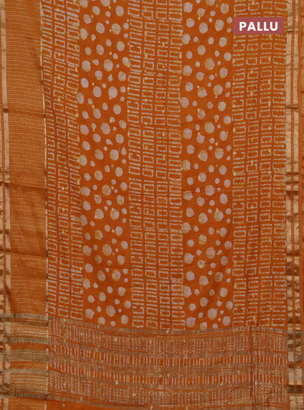 Mango Yellow Semi Chanderi Saree - Batik Prints