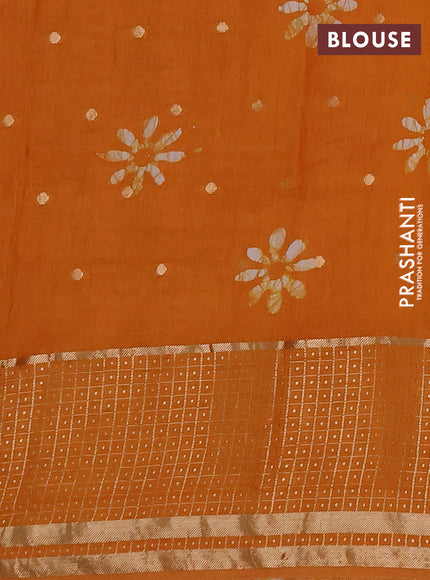 Mango Yellow Semi Chanderi Saree - Batik Prints