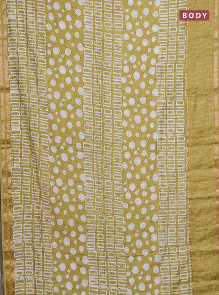 Pista Green Semi Chanderi Saree - Batik Prints
