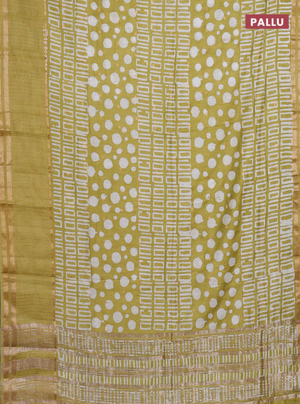 Pista Green Semi Chanderi Saree - Batik Prints