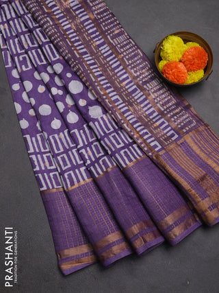 Violet Semi Chanderi Saree - Batik Prints