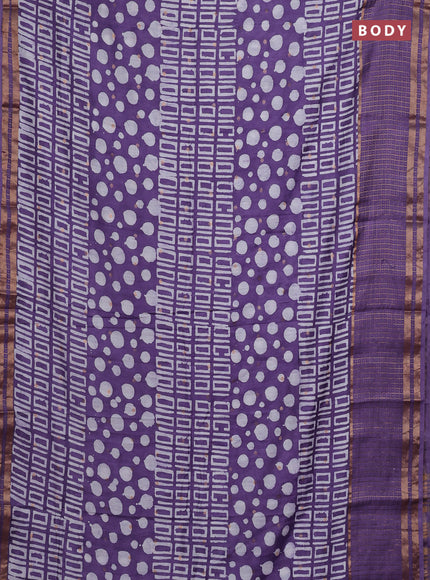Violet Semi Chanderi Saree - Batik Prints