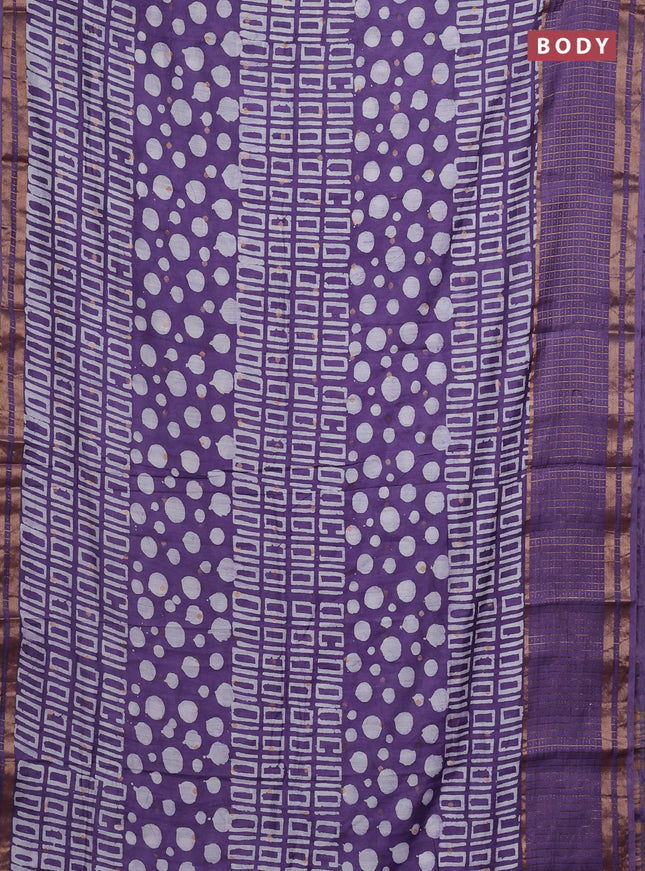 Violet Semi Chanderi Saree - Batik Prints