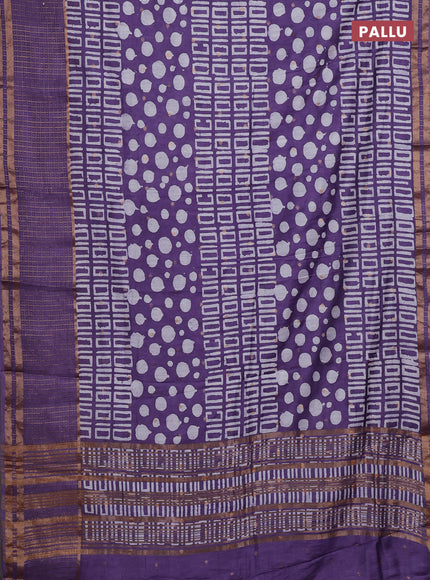 Violet Semi Chanderi Saree - Batik Prints