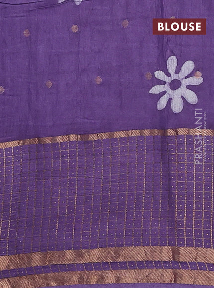 Violet Semi Chanderi Saree - Batik Prints