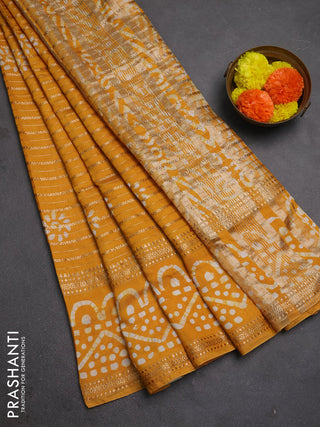 Mango Yellow Semi Chanderi Saree - Batik Prints