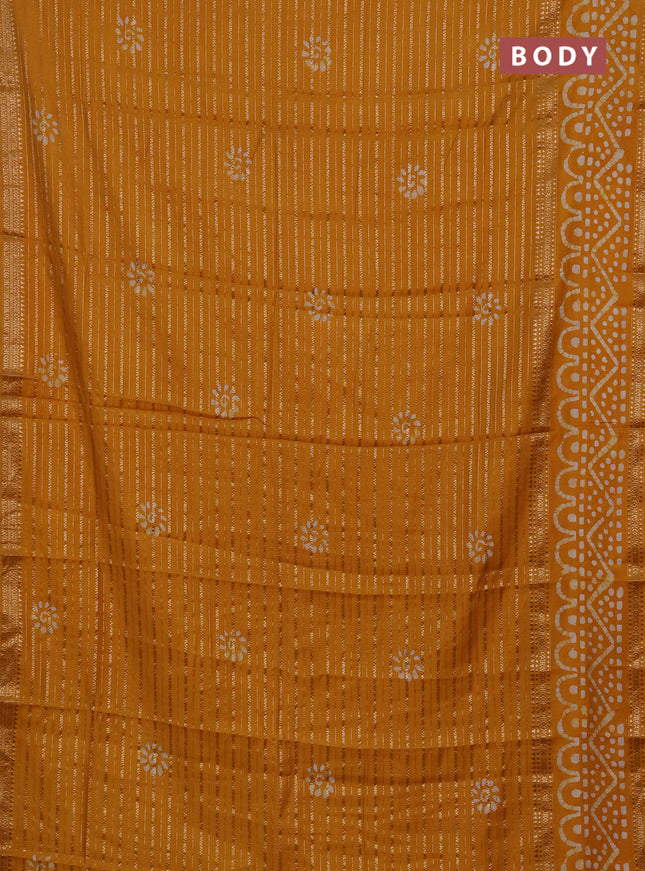 Mango Yellow Semi Chanderi Saree - Batik Prints