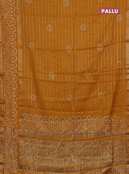 Mango Yellow Semi Chanderi Saree - Batik Prints