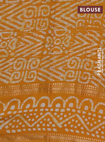 Mango Yellow Semi Chanderi Saree - Batik Prints