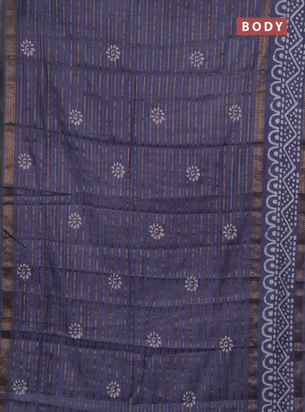 Grey Semi Chanderi Saree - Batik Prints