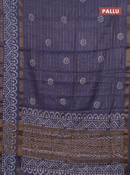Grey Semi Chanderi Saree - Batik Prints