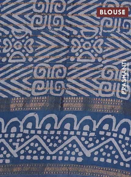 Peacock Blue Semi Chanderi Saree - Batik Prints
