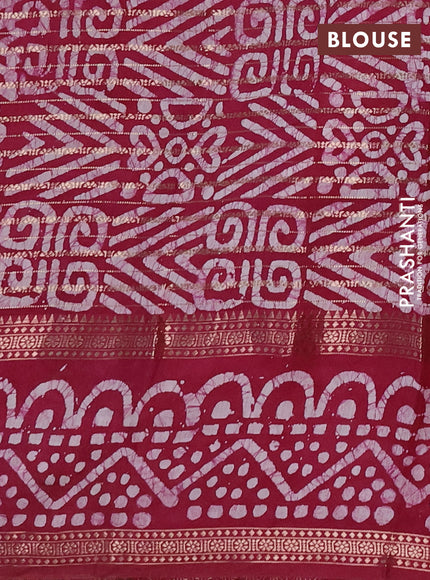 Wine  Semi Chanderi Saree - Batik Prints