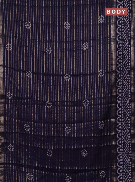 Blue Semi Chanderi Saree - Batik Prints