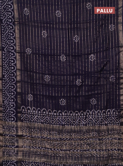Blue Semi Chanderi Saree - Batik Prints