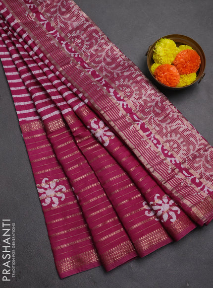 Magenta Pink Semi Chanderi Saree - Batik Prints