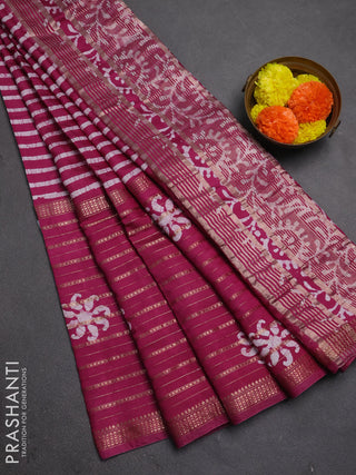 Magenta Pink Semi Chanderi Saree - Batik Prints